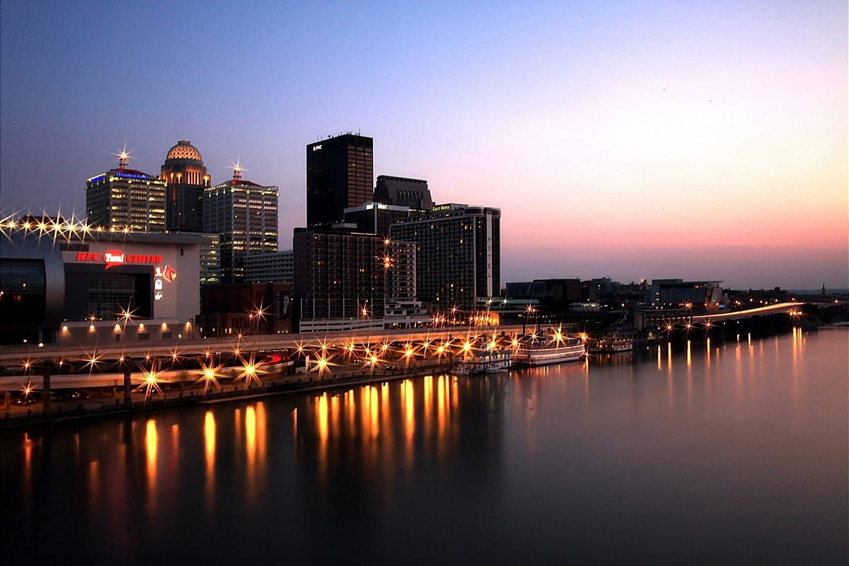 Downtown Louisville at dusk